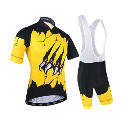 Custom Yellow & Black Claw Print Cycling Set | Warrco Industry