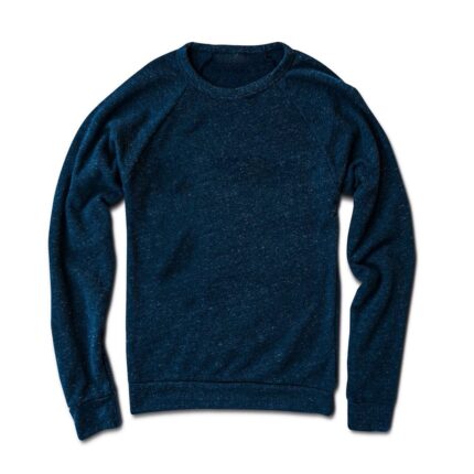 Custom Men's Heather Navy Blue Raglan Long Sleeve Fleece Sweatshirt - Warrco Industry