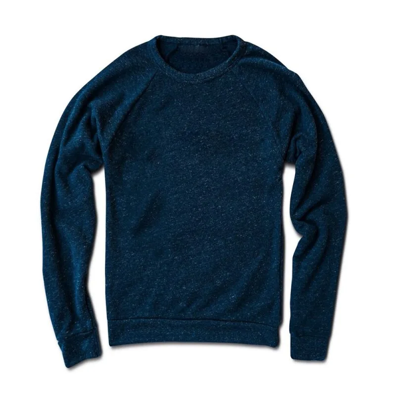 Custom Men's Heather Navy Blue Raglan Long Sleeve Fleece Sweatshirt - Warrco Industry