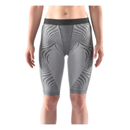 Custom Women's Grey Seamless Athletic Compression Leggings with Engineered Pattern - Warrco Industry