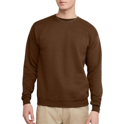 Custom Men's Chocolate Brown Crewneck Fleece Sweatshirt - Warrco Industry