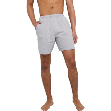 Custom Men's Light Heather Grey Cotton Jersey Lounge Shorts with Elastic Waistband and Pockets - Warrco Industry