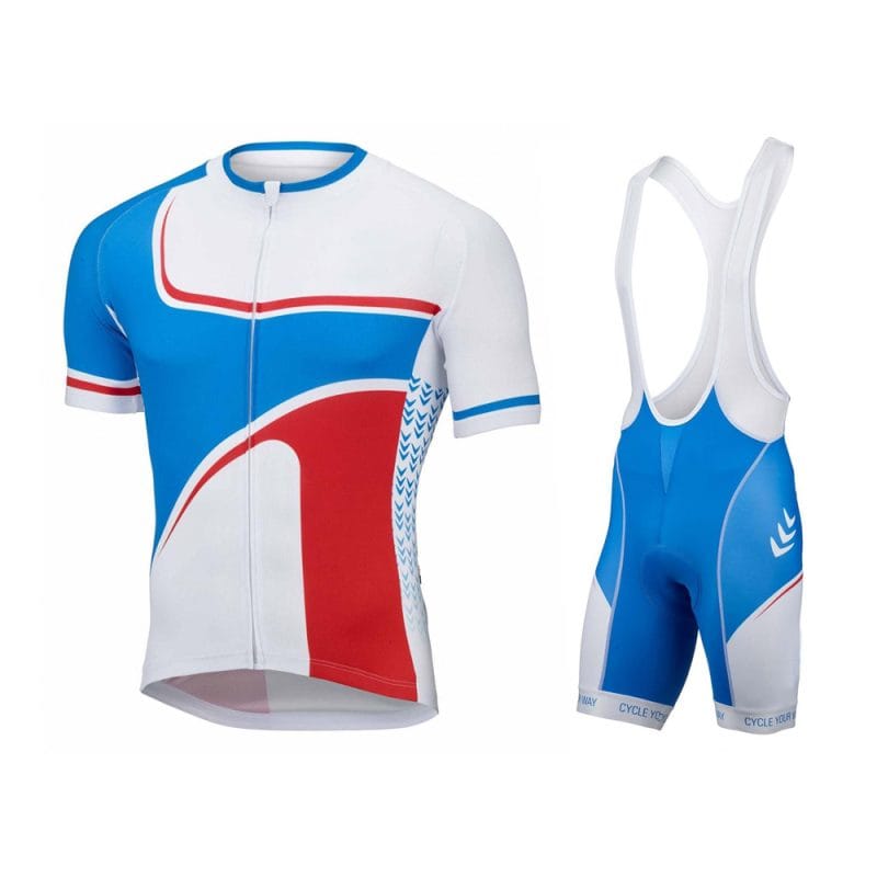 Custom White & Blue Cycling Bib Set | Warrco Industry