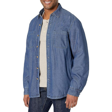 Custom Men's Light Wash Long Sleeve Cotton Denim Workwear Shirt - Warrco Industry