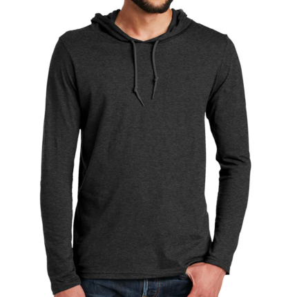 Custom Men's Dark Charcoal Heather Lightweight Pullover Hoodie with Matching Drawstrings - Warrco Industry