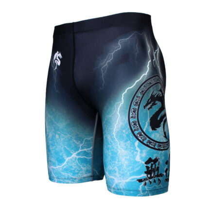 Custom Men's Sublimated Compression Shorts with Lightning and Dragon Graphic Print - Warrco Industry