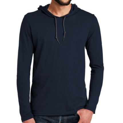 Custom Men's Navy Lightweight Pullover Hoodie with Drawstrings - Warrco Industry