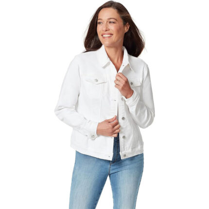 Custom Women's Classic White Denim Trucker Jacket - Warrco Industry