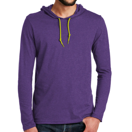 Custom Men's Heather Purple Lightweight Pullover Hoodie with Lime Green Drawstrings - Warrco Industry