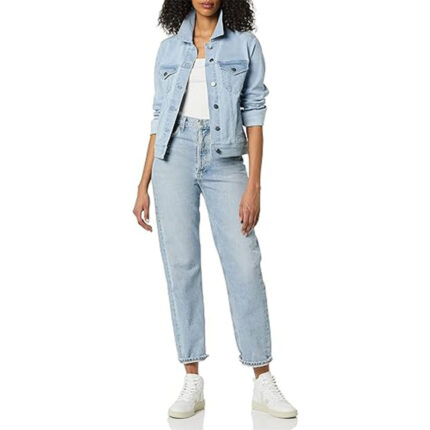 Custom Women's Light Blue Wash Denim Trucker Jacket - Warrco Industry