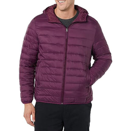 Custom Men's Deep Purple Lightweight Hooded Quilted Puffer Jacket - Warrco Industry