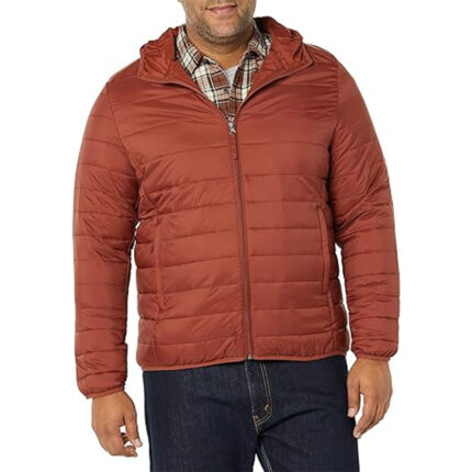 Custom Men's Rust Orange Lightweight Hooded Quilted Puffer Jacket - Warrco Industry