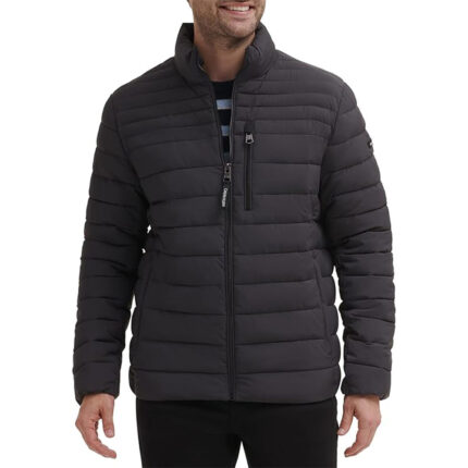 Custom Men's Dark Grey Lightweight Quilted Puffer Jacket with Zipper Pockets - Warrco Industry