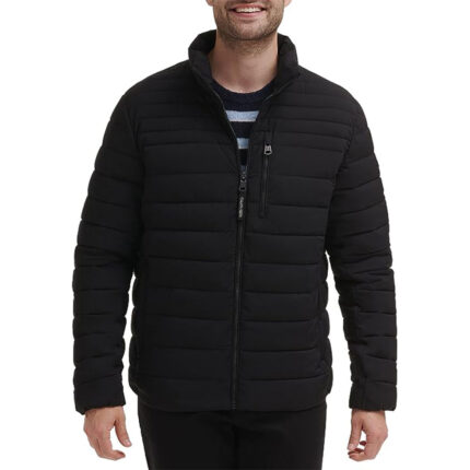 Custom Men's Black Lightweight Quilted Puffer Jacket with Zipper Pockets - Warrco Industry