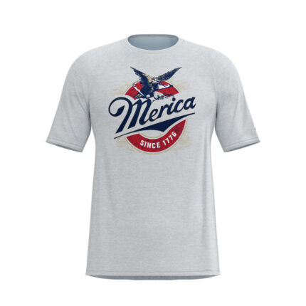 Custom Men's Light Grey Athletic T-Shirt with Vintage 'Merica Since 1776' Eagle Chest Graphic - Warrco Industry