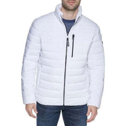Custom Men's White Lightweight Quilted Puffer Jacket with Zipper Pockets - Warrco Industry