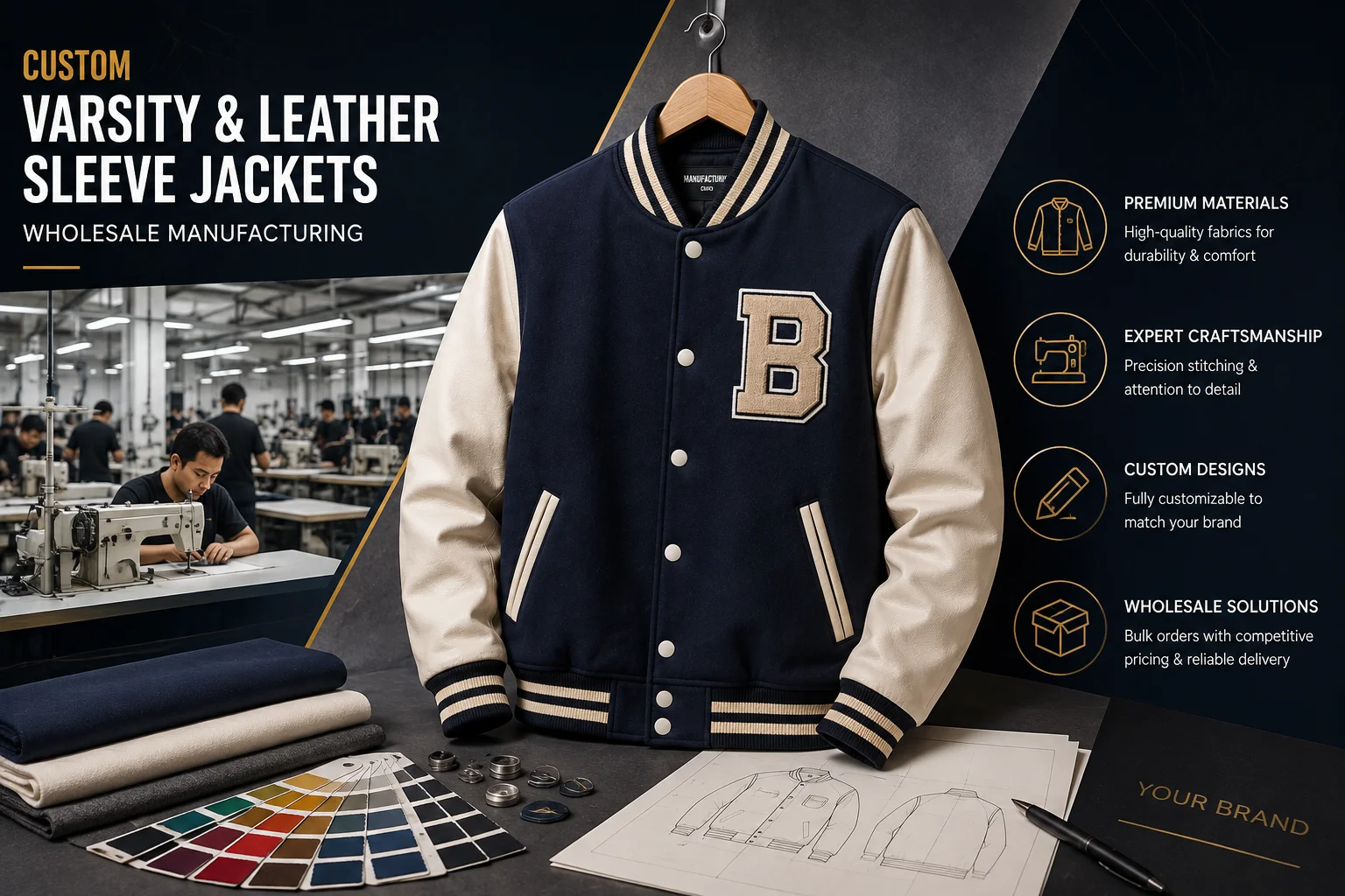 Custom Varsity Jackets Manufacturer | Leather Sleeve Guide